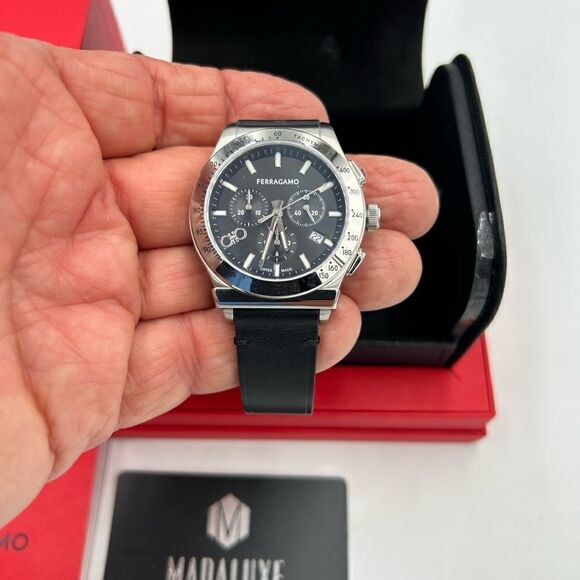 Men’s Ferragamo 1927 chronograph stainless steel 41 mm watch Swiss made - Picture 10 of 12